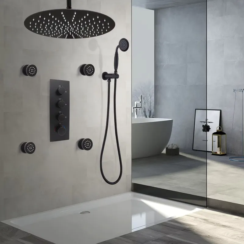 Spa & Wellness Paradies Braunschweig - 4-Piece Matte Black Ceramic Adjustable Flow