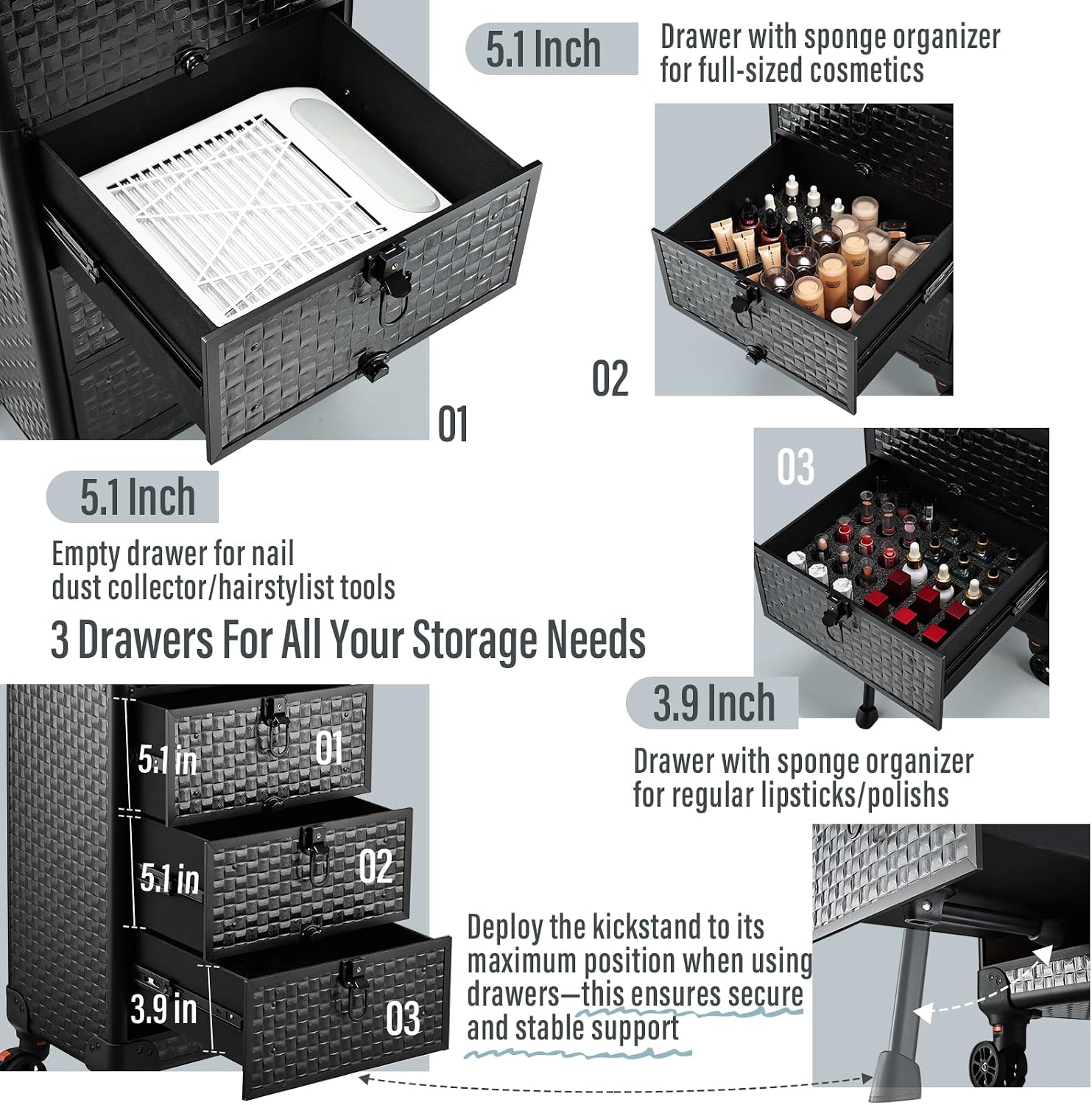 Rolling Salon Cart with 3 Draw - Spa & Wellness Paradies Braunschweig review and price